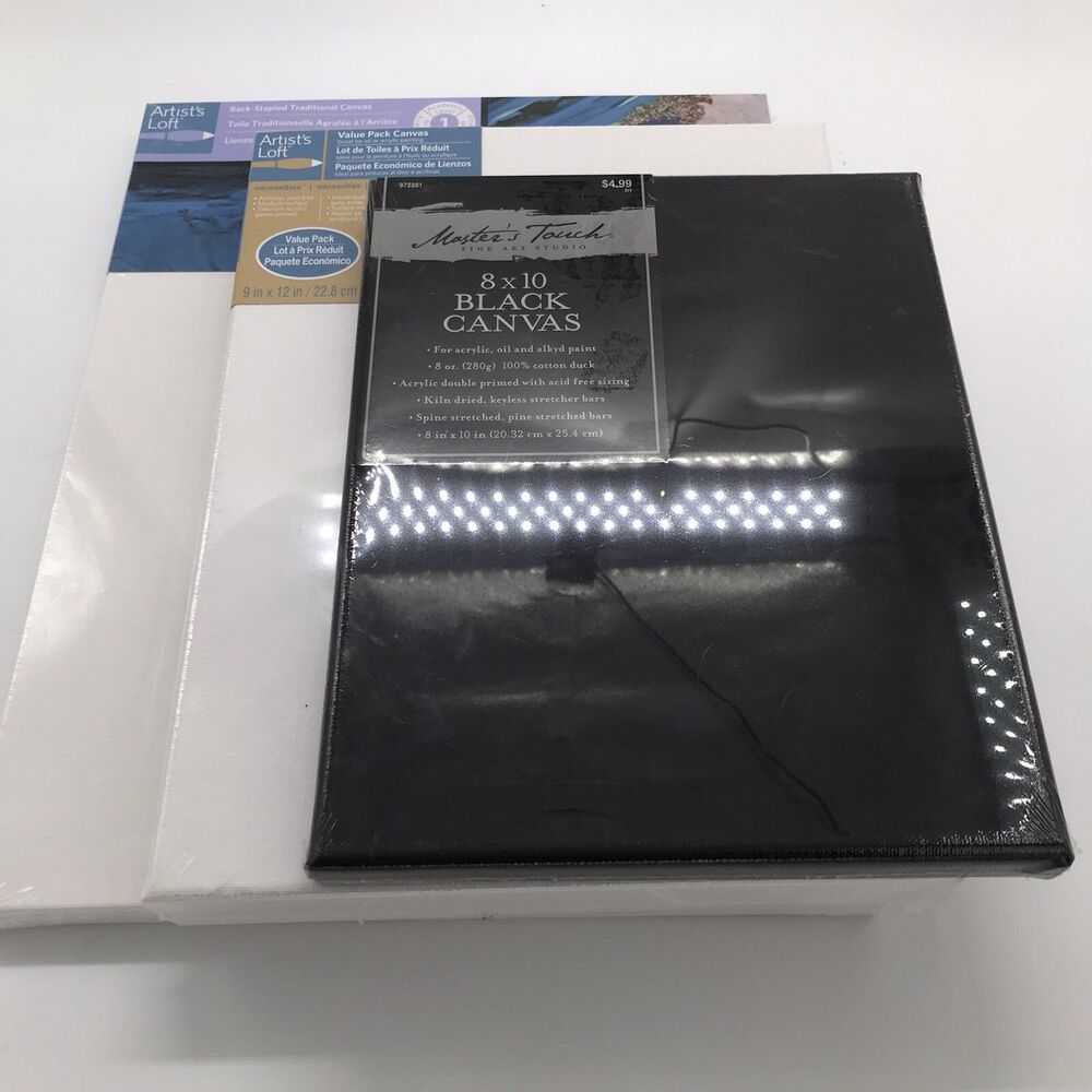 Artist's Loft Canvas Pack  11” x 14”, 9” x 12” (2 Pack), 8” x 10” Factory Sealed